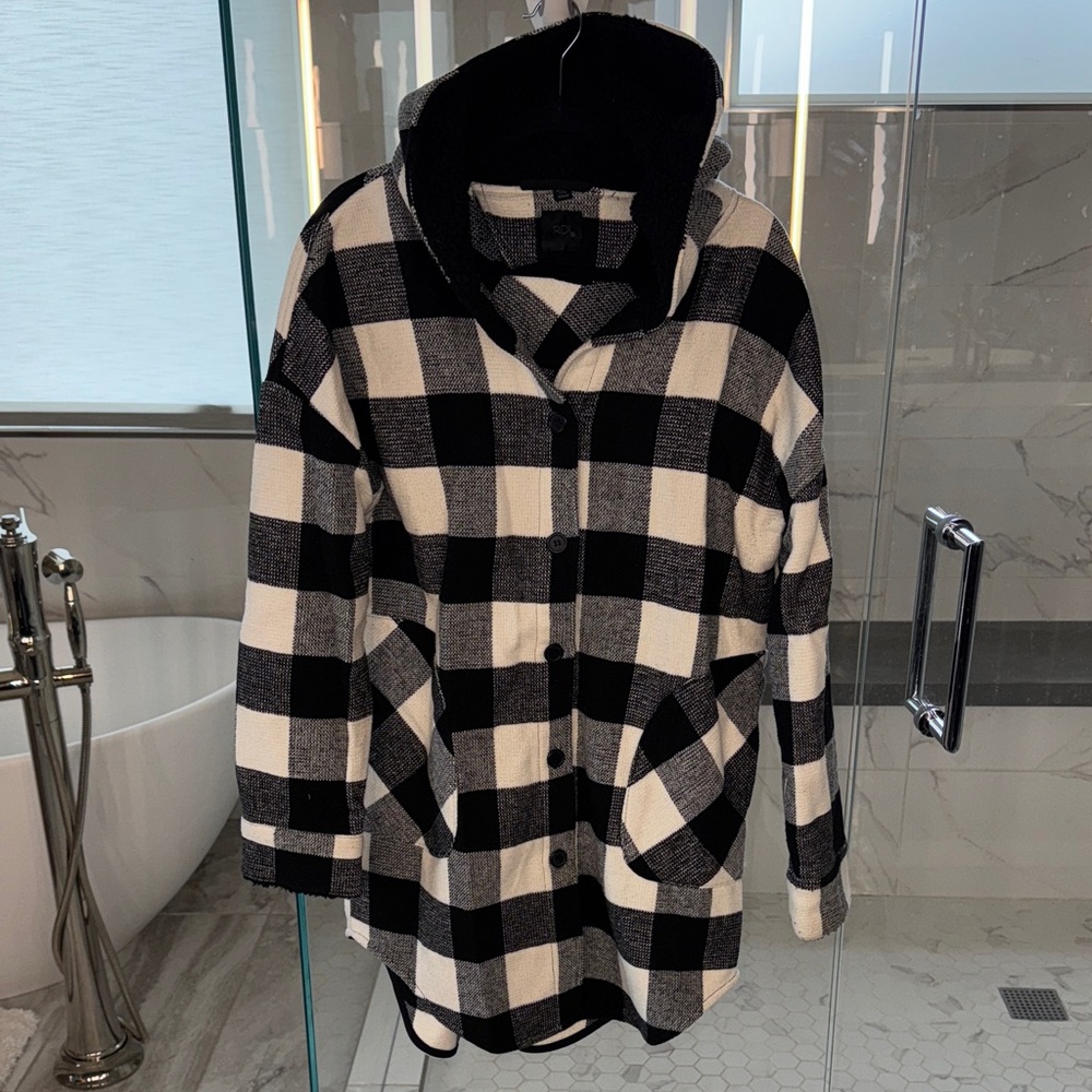 RDI Buffalo Plaid Unlined Jacket with Faux Sherpa Lined Hood